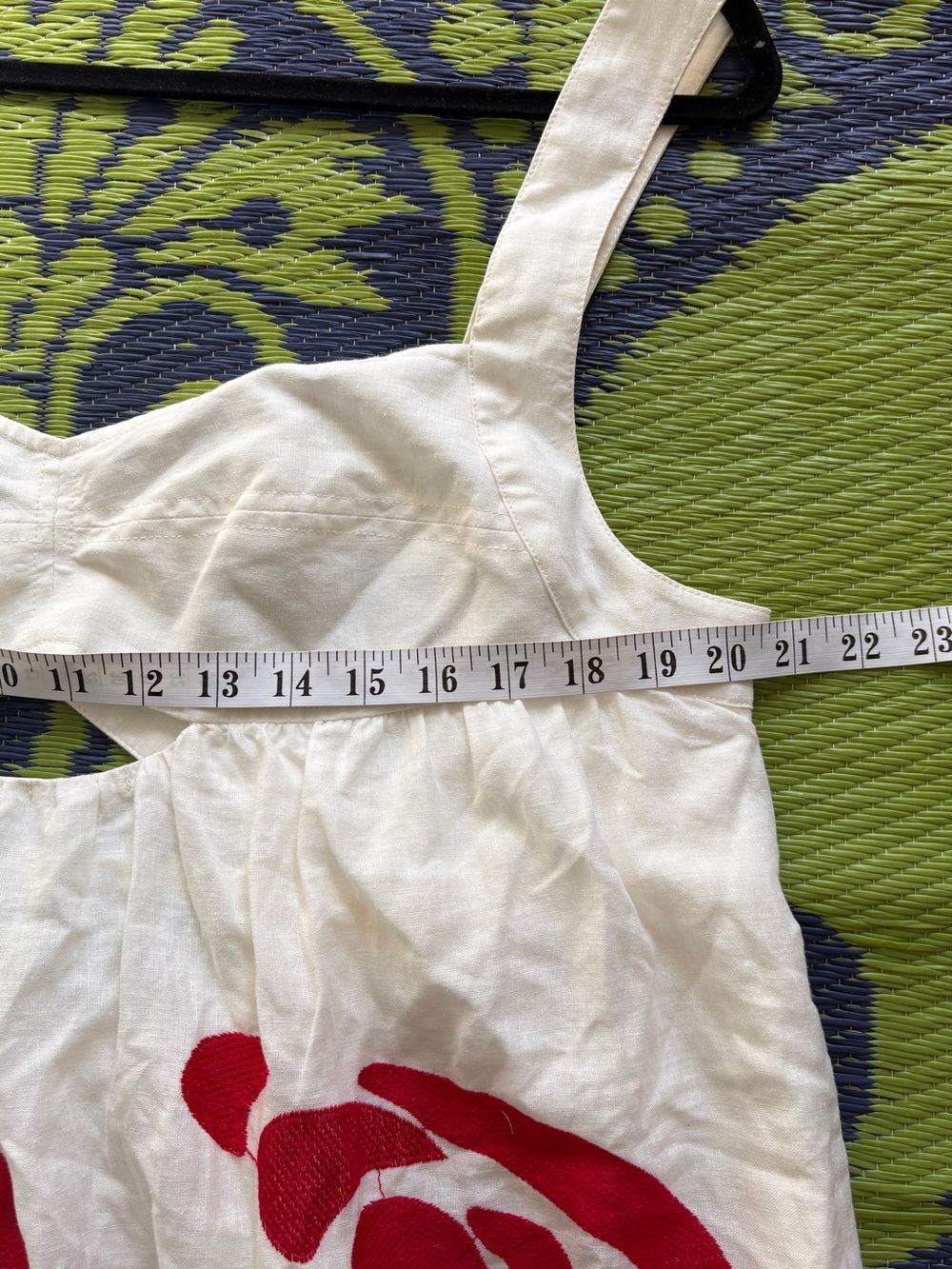 Anthropologie Linen Blend Cutout Criss Cross  Back Maxi Dress White / Red Sz XL - Picture 13 of 14